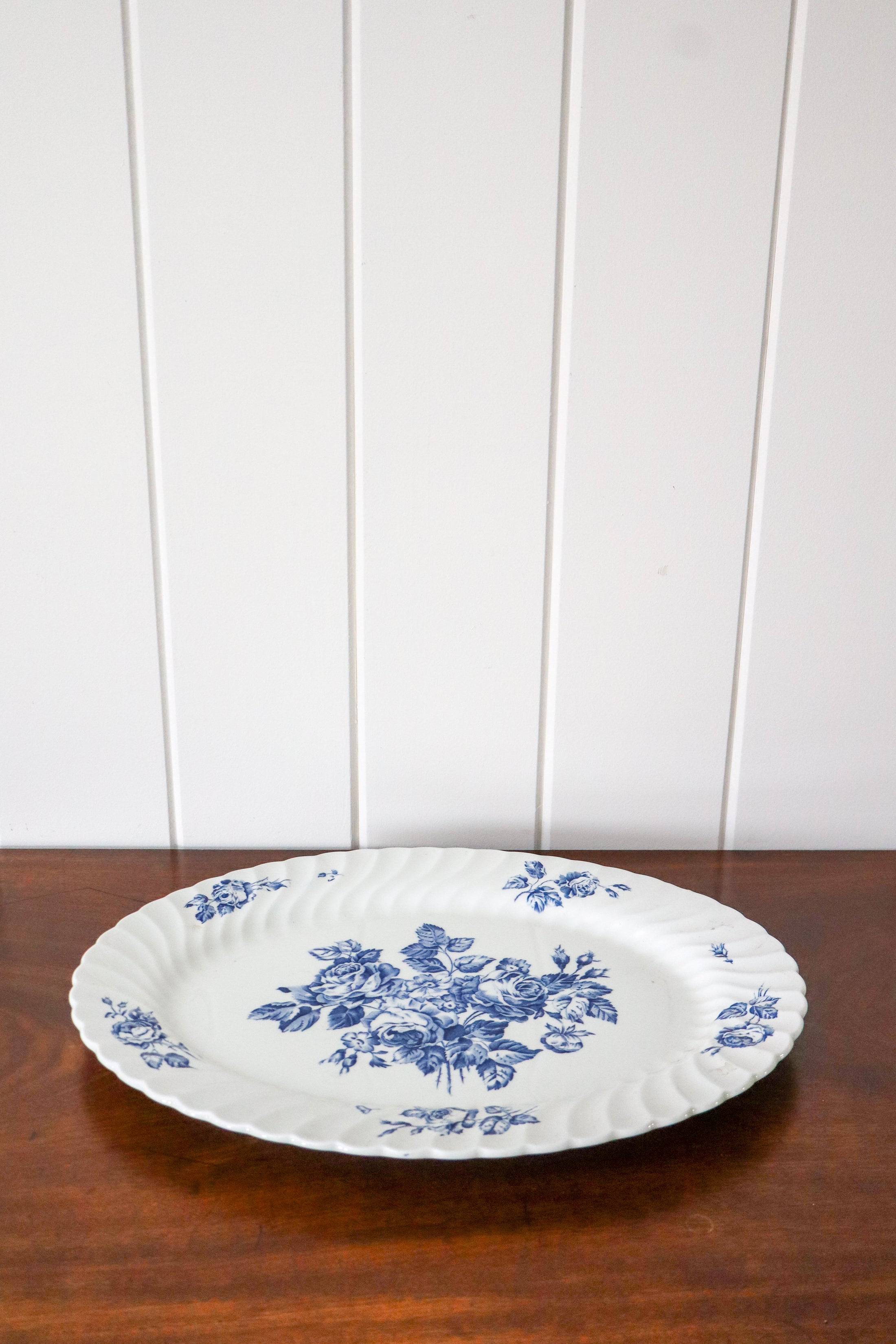 Blue + White 15.75”W Platter by Johnson Brothers England | ‘Devon Sprays’ Pattern