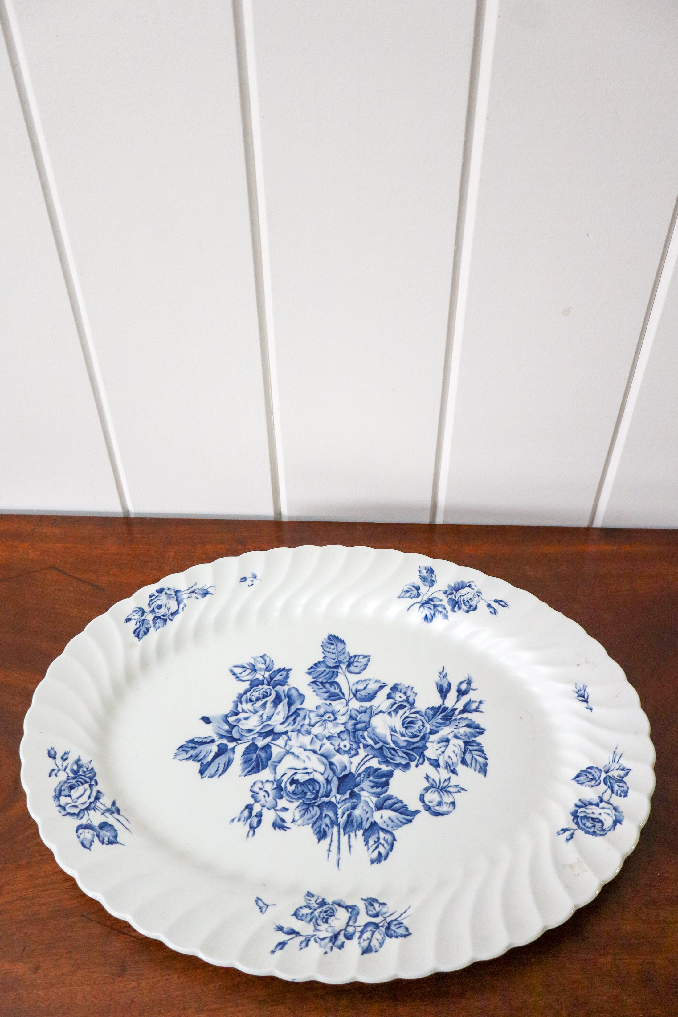 Blue + White 15.75”W Platter by Johnson Brothers England | ‘Devon Sprays’ Pattern