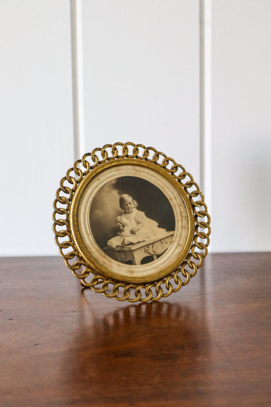 Antique French Brass Tabletop Chain-Link Picture Frame