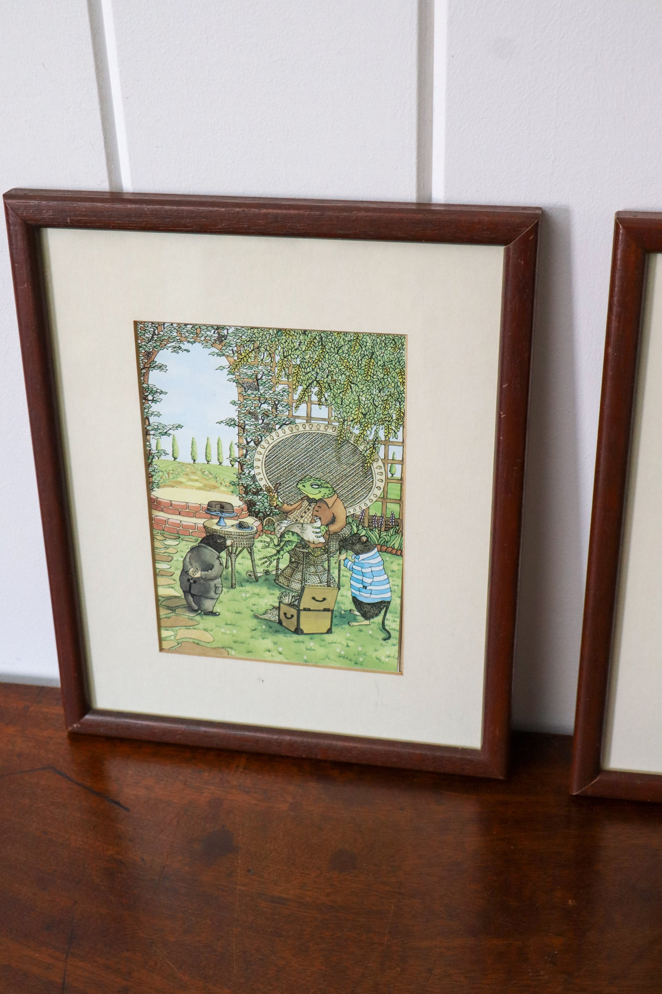 PAIR of Framed Vintage Prints from English Children's Book 'The Wind in the Willows'