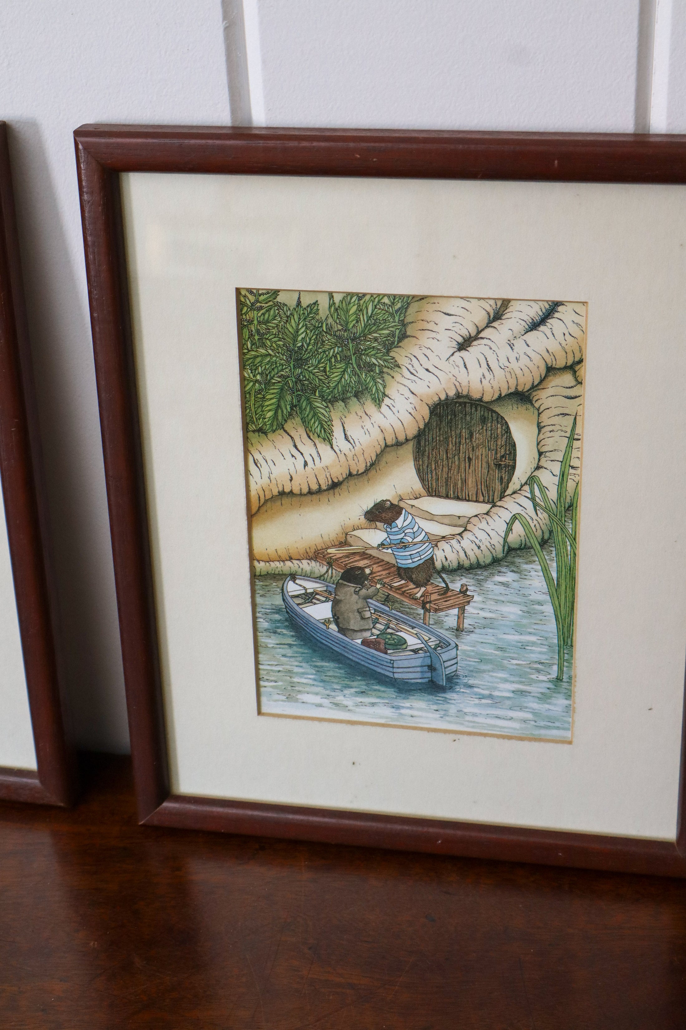 PAIR of Framed Vintage Prints from English Children's Book 'The Wind in the Willows'