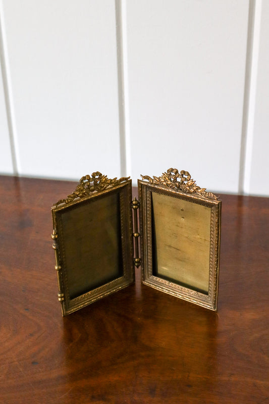 PAIR Antique French Brass Wall Hanging or Tabletop Picture Frames (c. 1880)