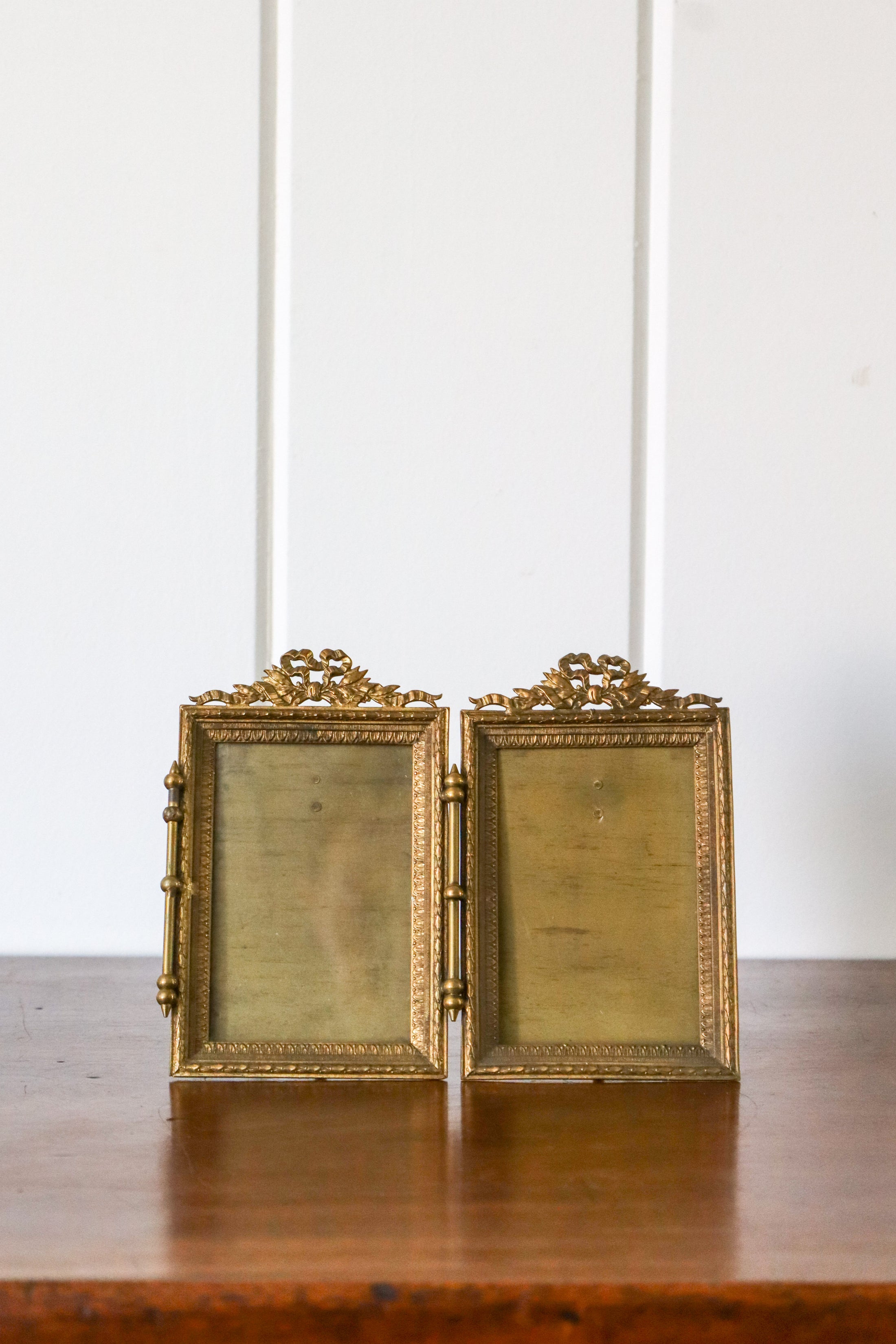 PAIR Antique French Brass Wall Hanging or Tabletop Picture Frames (c. 1880)