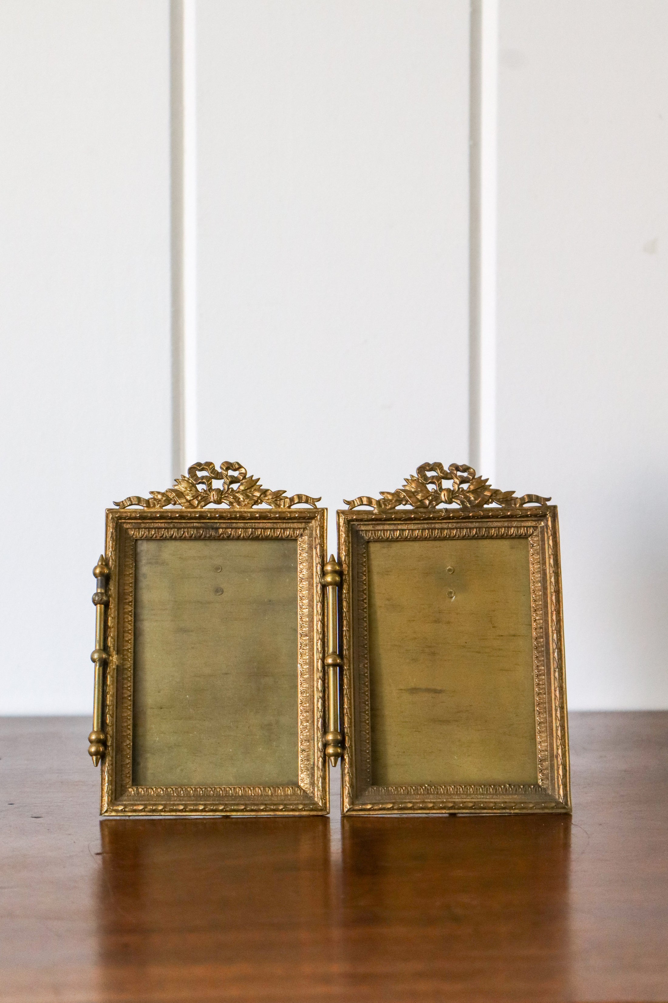 PAIR Antique French Brass Wall Hanging or Tabletop Picture Frames (c. 1880)
