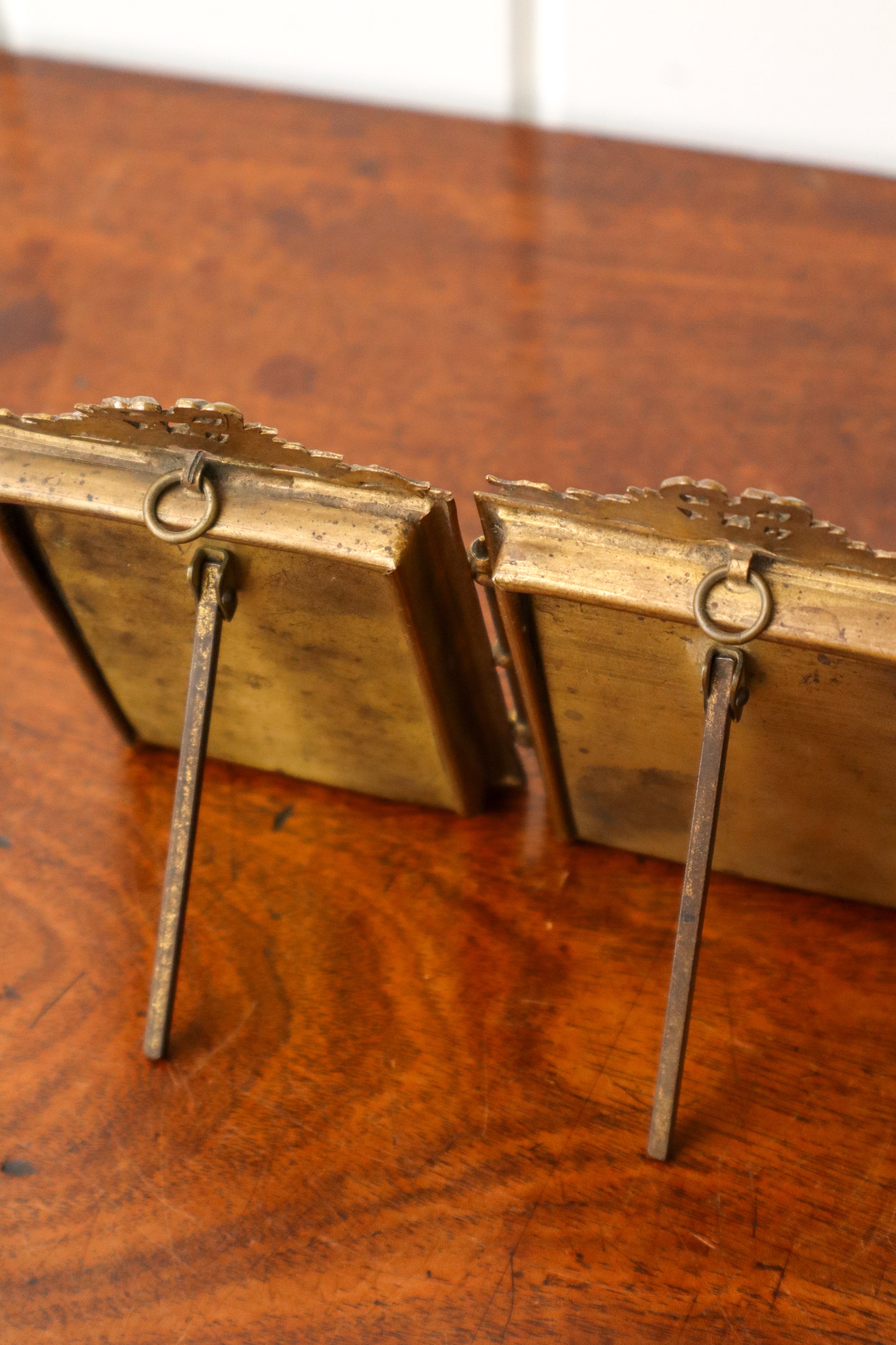 PAIR Antique French Brass Wall Hanging or Tabletop Picture Frames (c. 1880)