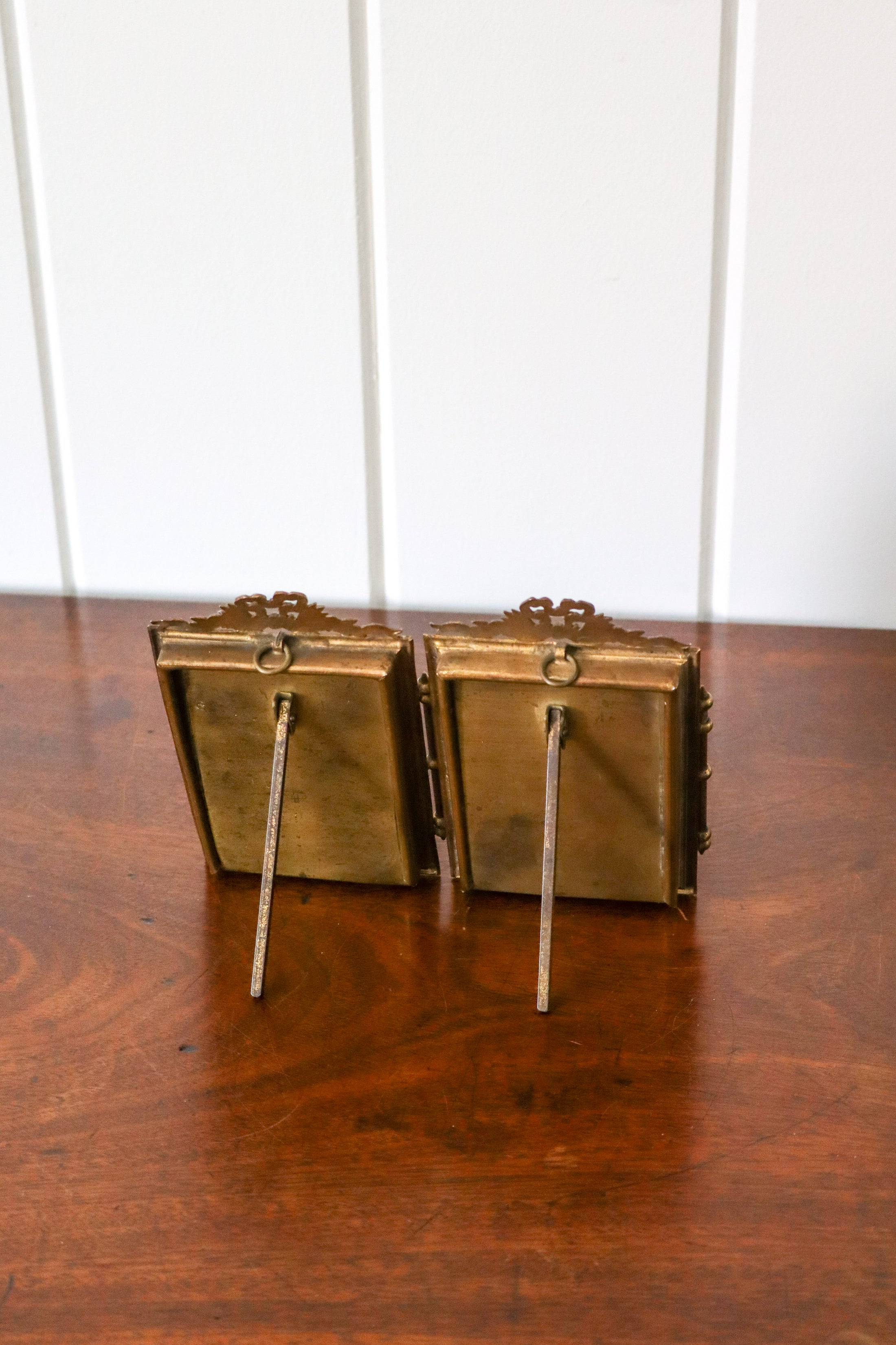 PAIR Antique French Brass Wall Hanging or Tabletop Picture Frames (c. 1880)