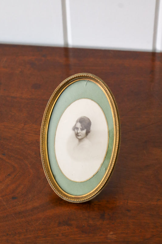 Antique Petite French Brass Oval Frame (Tabletop)