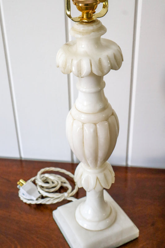 Vintage Alabaster 19"H Lamp with Petal Detail