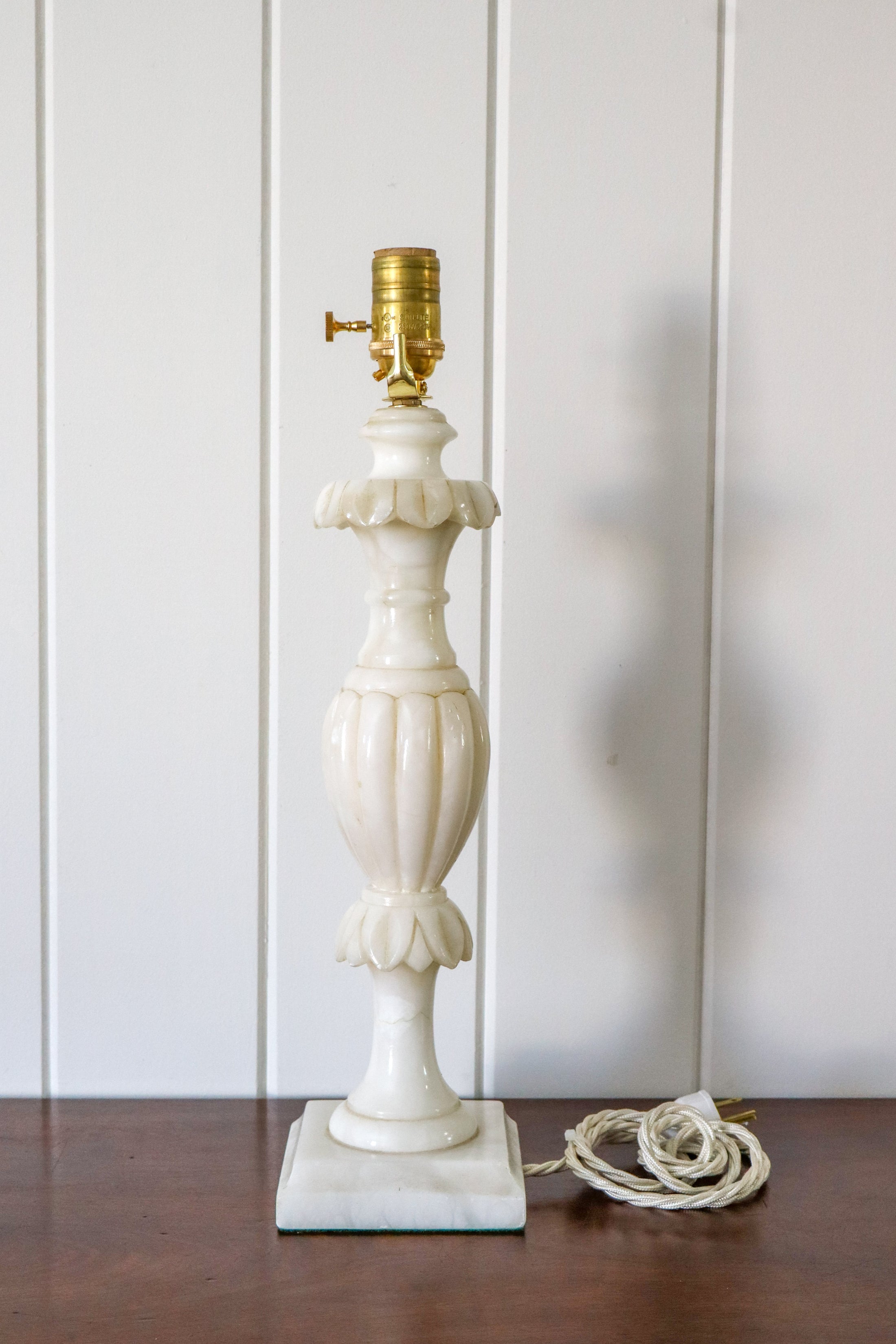 Vintage Alabaster 19"H Lamp with Petal Detail