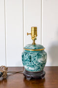 Load image into Gallery viewer, Petite Green Floral Chinoiserie Lamp
