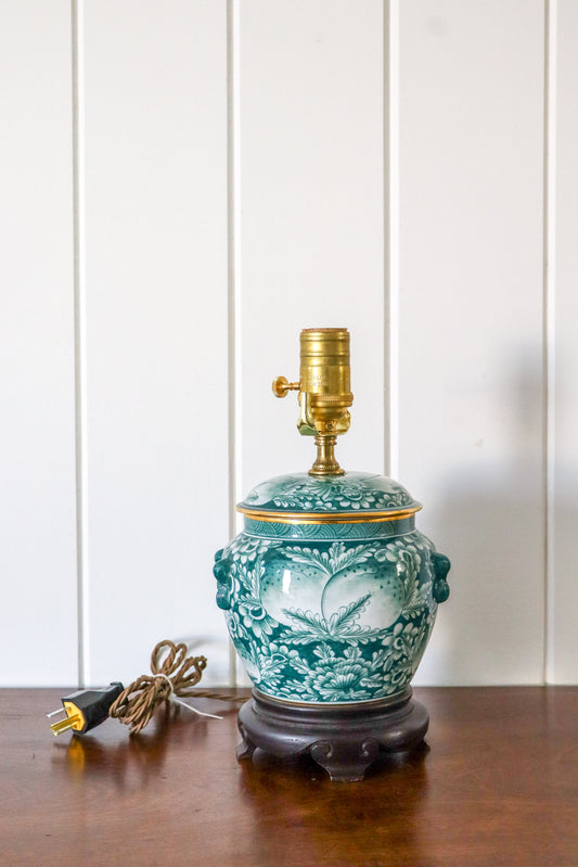 Petite Green Floral Chinoiserie Lamp