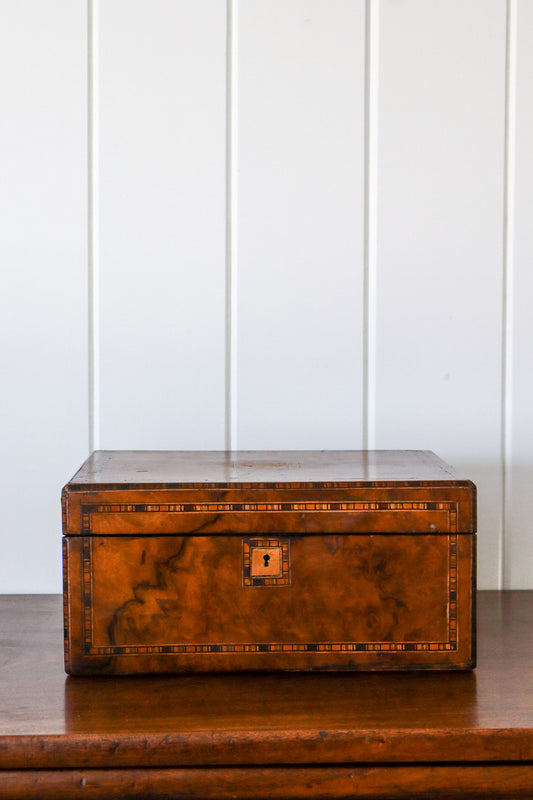 Large Burl Box with Tunbridge Inlay