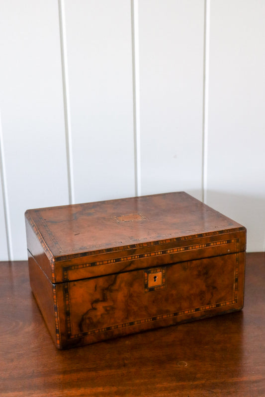 Large Burl Box with Tunbridge Inlay