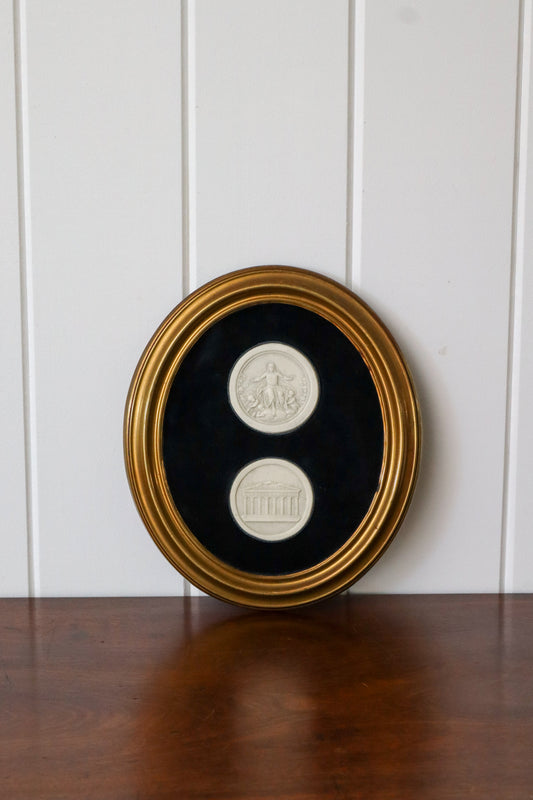 Double Intaglios on Velvet in Round Frame