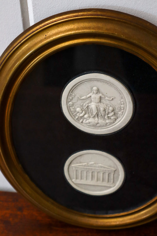 Double Intaglios on Velvet in Round Frame