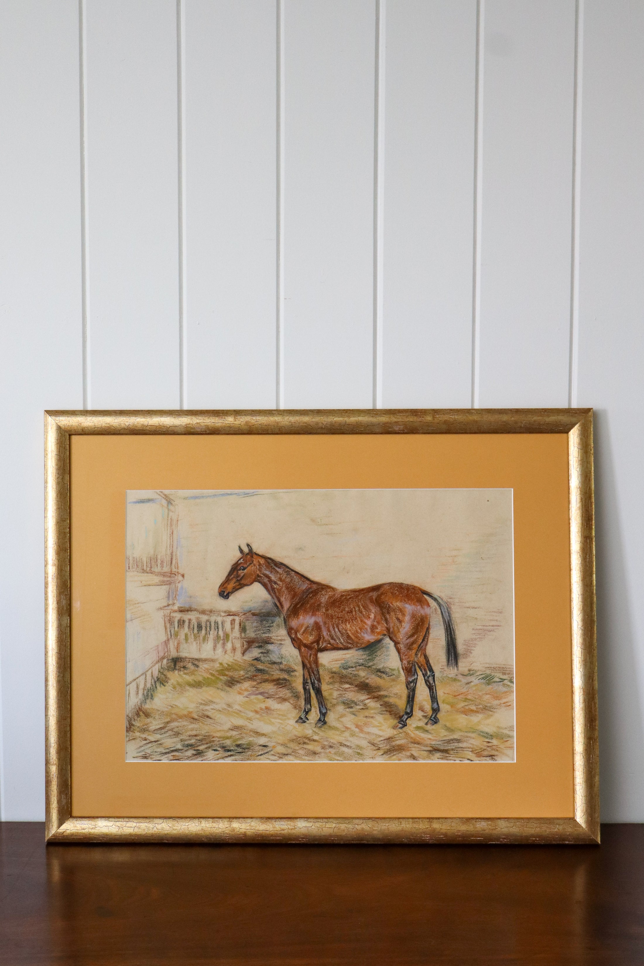 Original Mid-Century English Horse Pastel