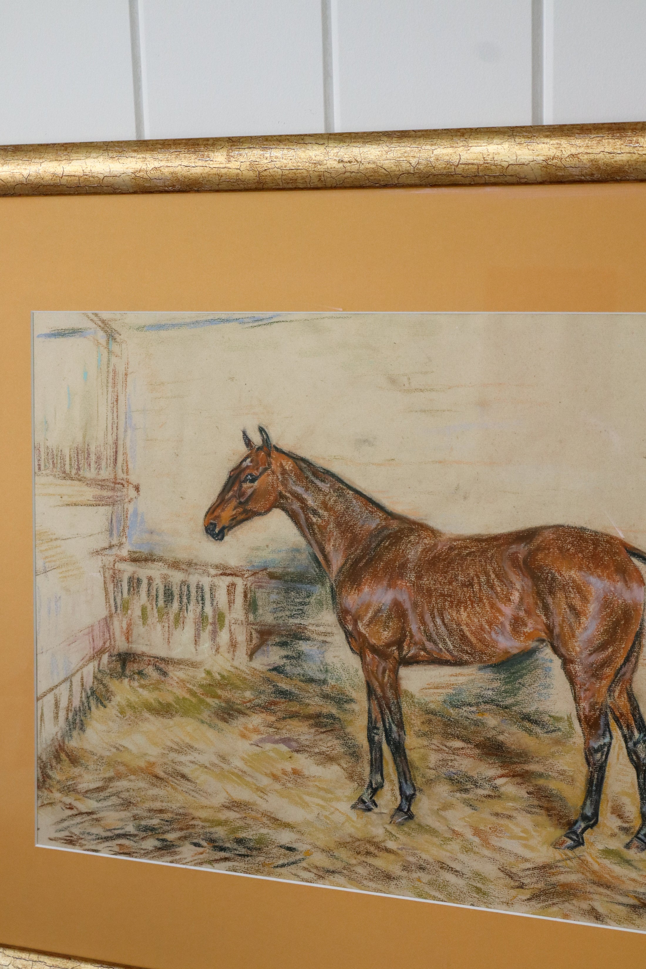 Original Mid-Century English Horse Pastel