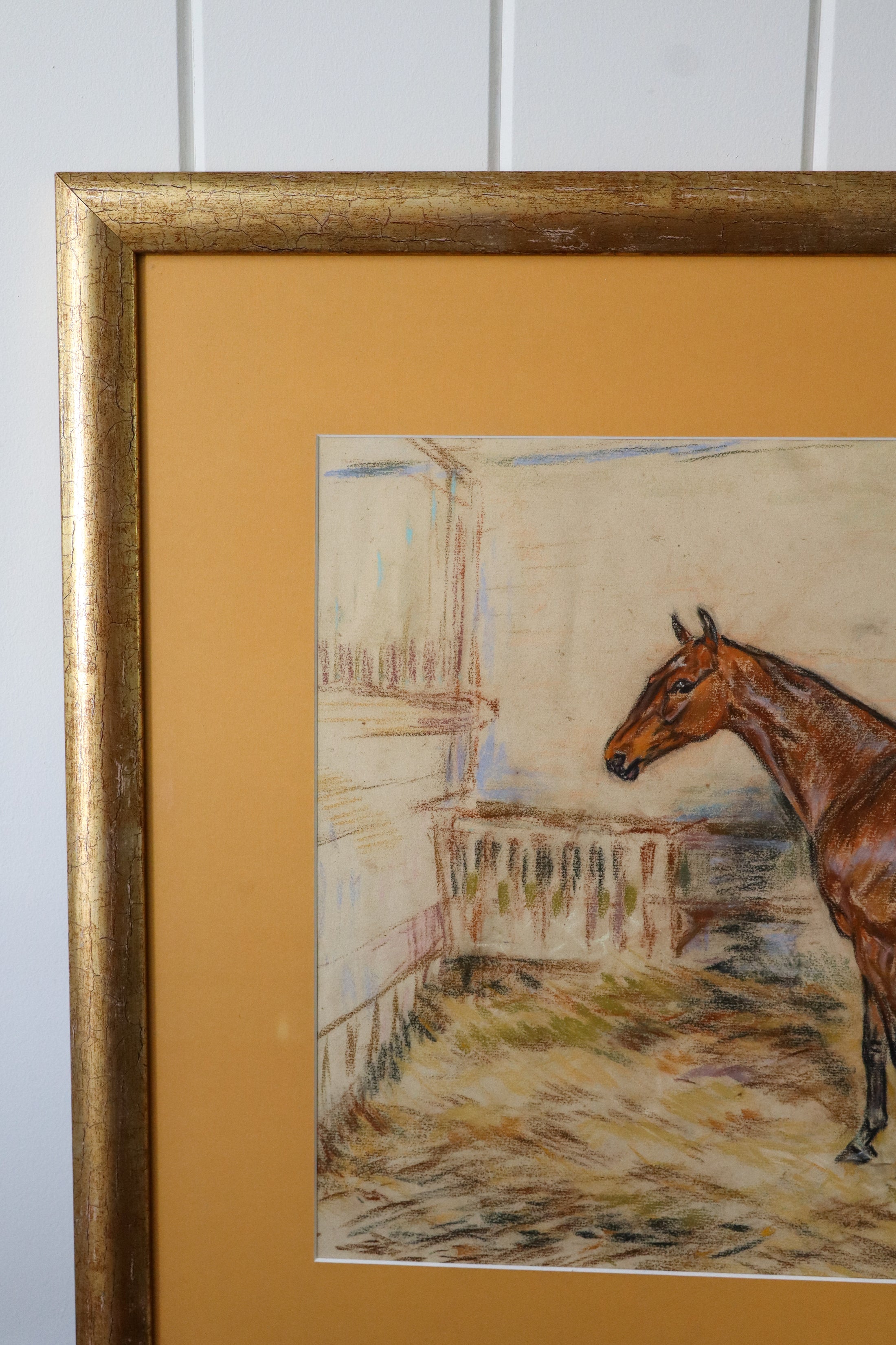 Original Mid-Century English Horse Pastel