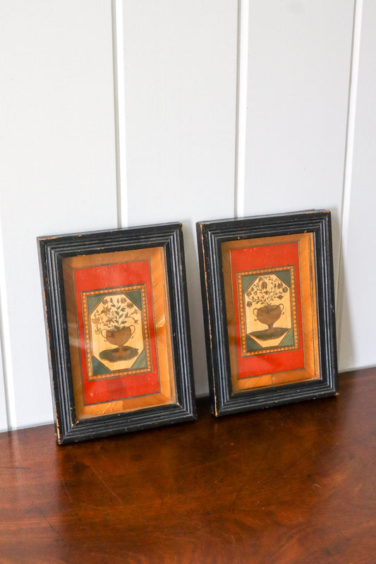 PAIR of Napoleonic Prisoner of War Straw Art (c. 1810)