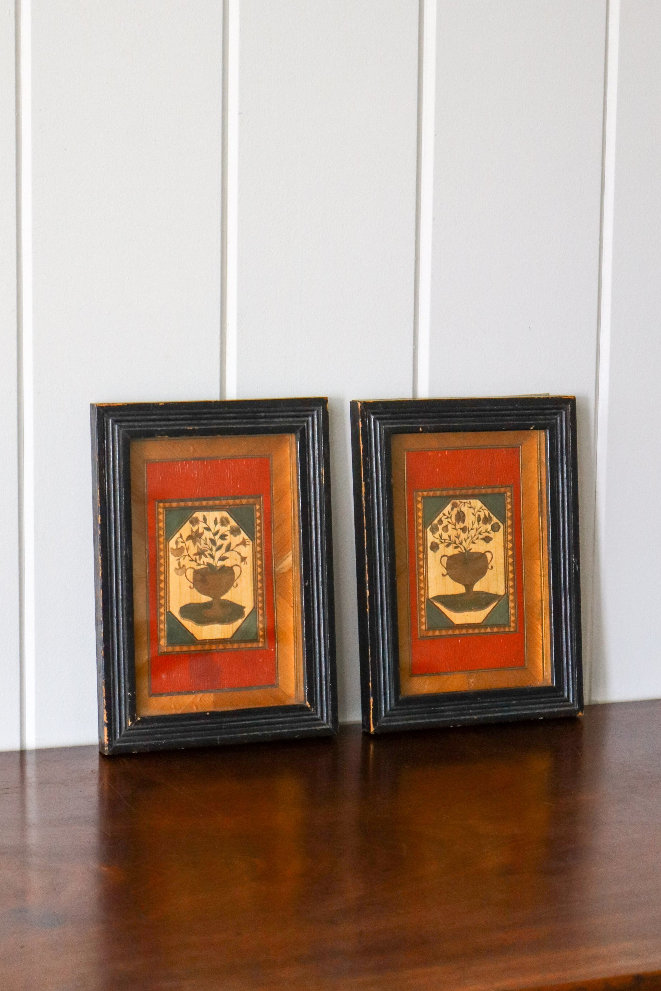 PAIR of Napoleonic Prisoner of War Straw Art (c. 1810)