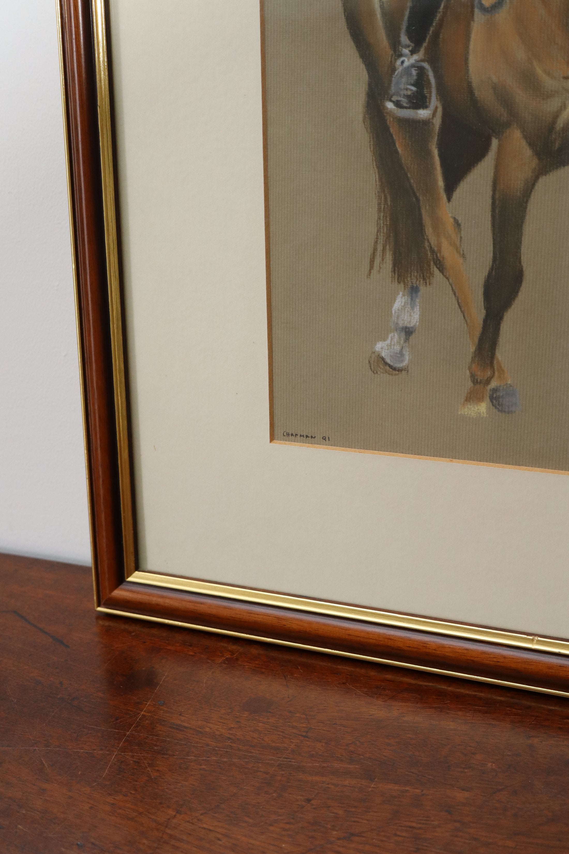 Vintage Framed Equestrian Riding Print