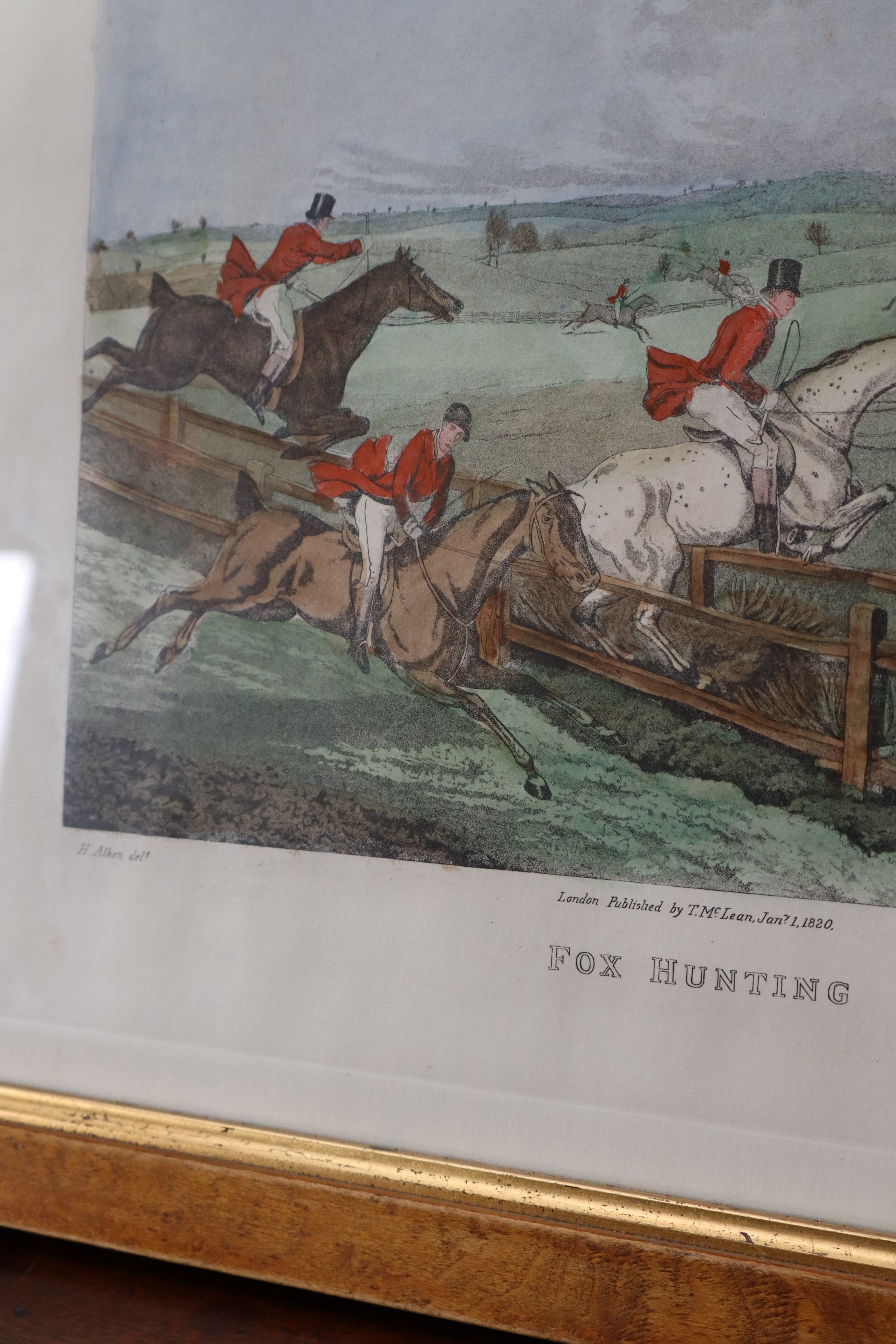 19th Century Hand Colored Fox Hunting Engraving (c. 1820)