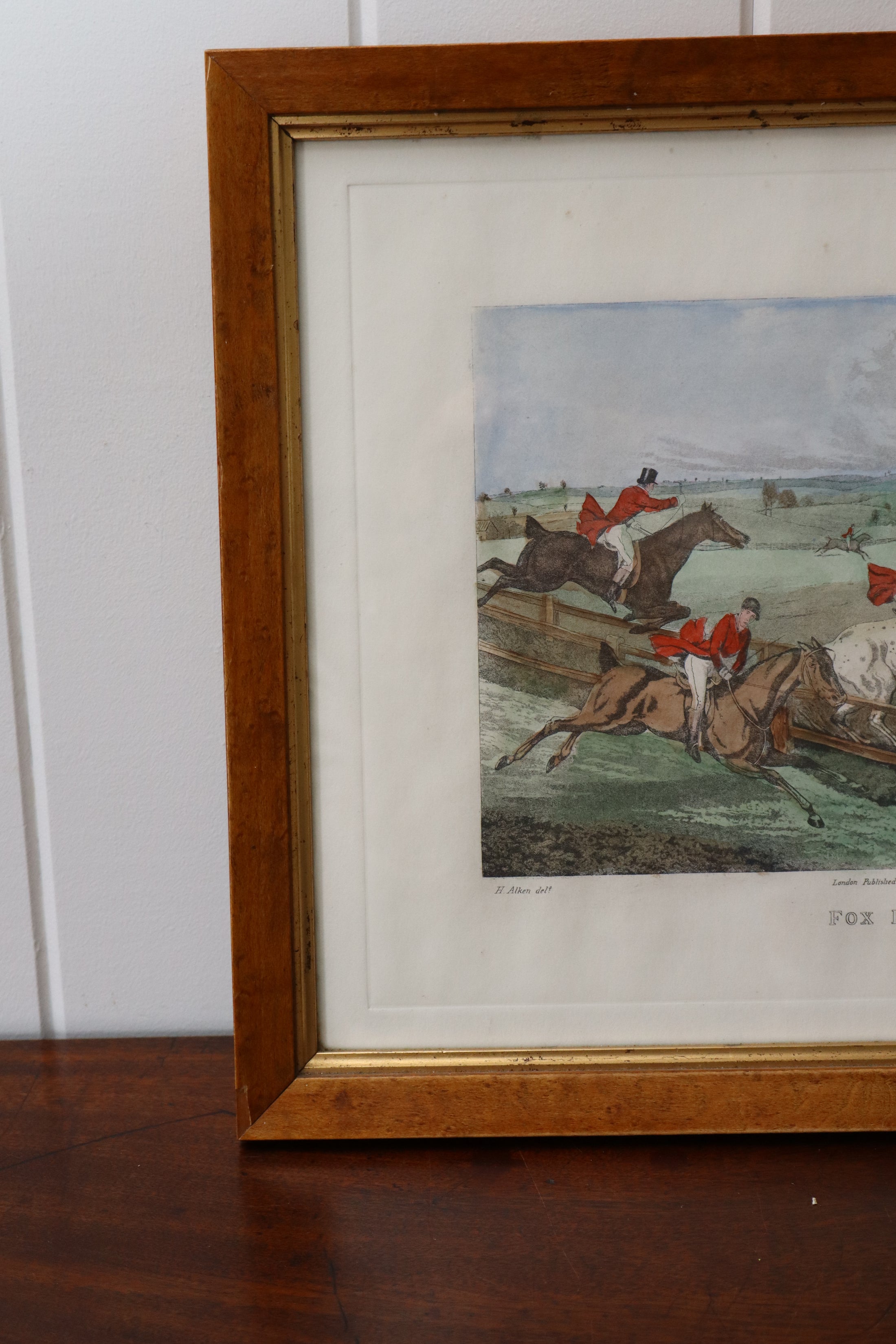 19th Century Hand Colored Fox Hunting Engraving (c. 1820)