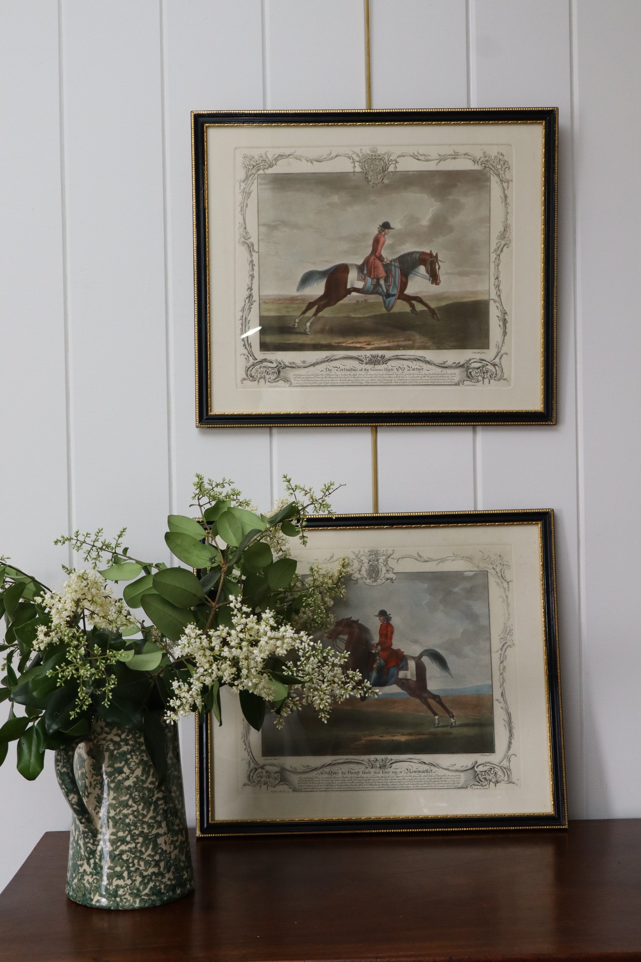 PAIR 18th Century Hand Colored Riding Engravings by Richard Houston (c. 1755)