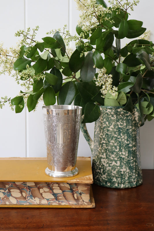 Large Silver Plate Etched Cup (by Barker Ellis)
