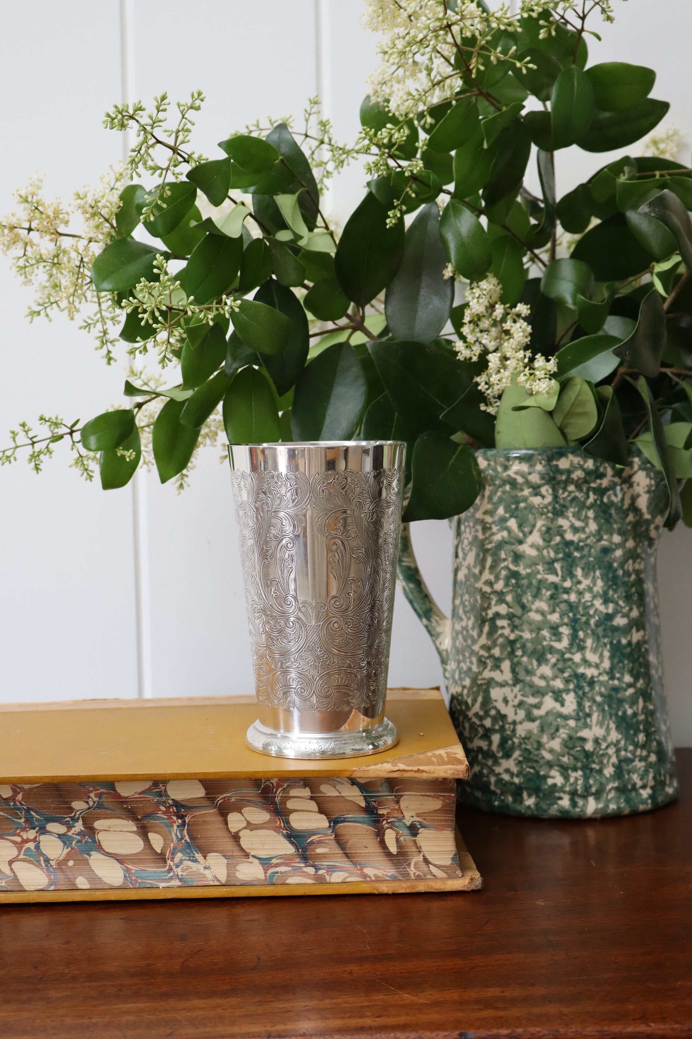 Large Silver Plate Etched Cup (by Barker Ellis)