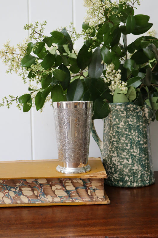 Large Silver Plate Etched Cup (by Barker Ellis)
