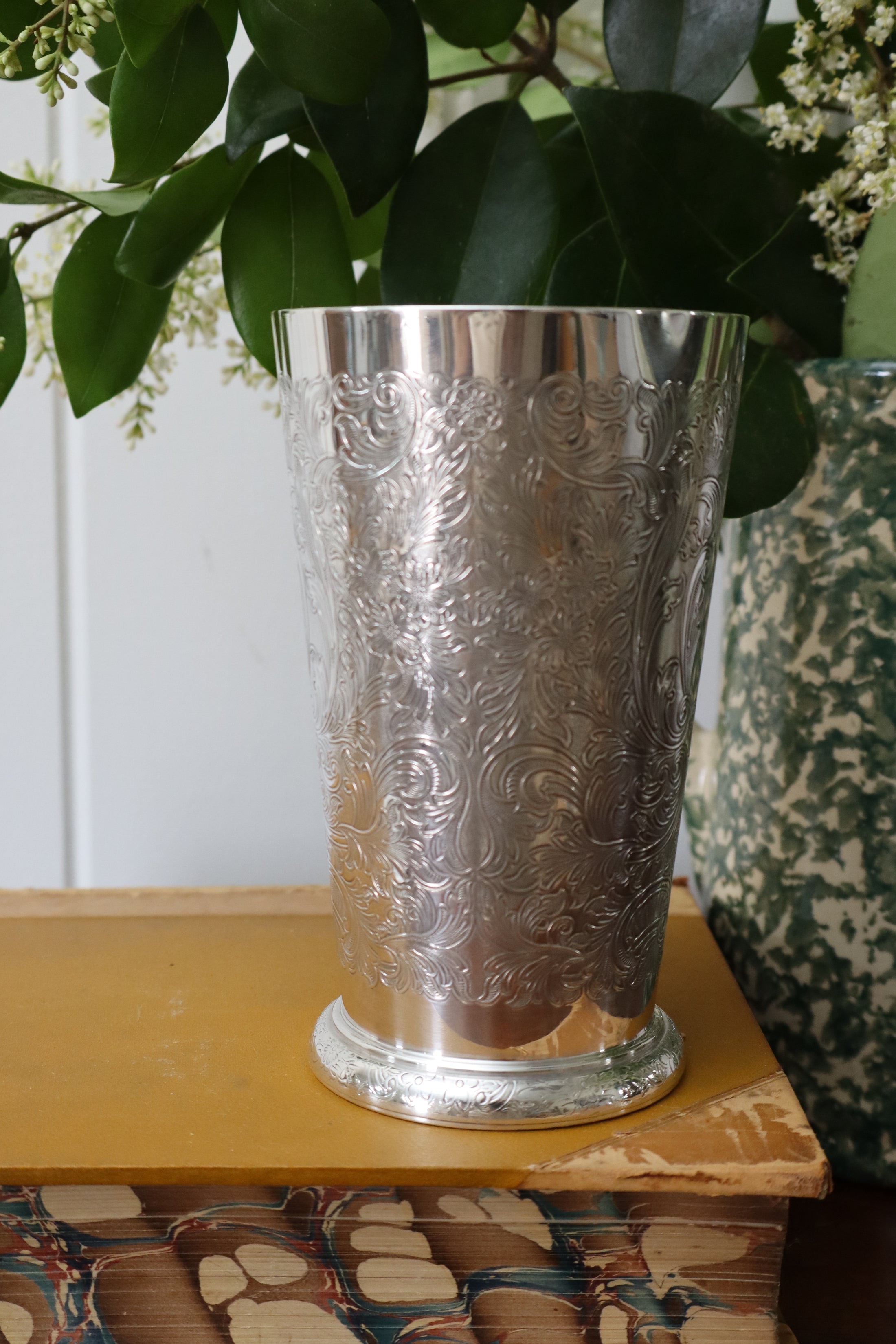 Large Silver Plate Etched Cup (by Barker Ellis)