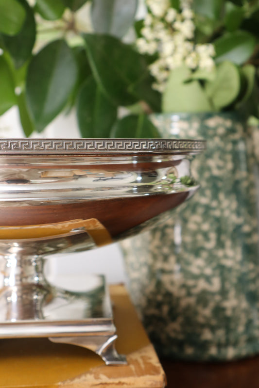 Silver Plate Compote with Greek Key Detail (c.1920)