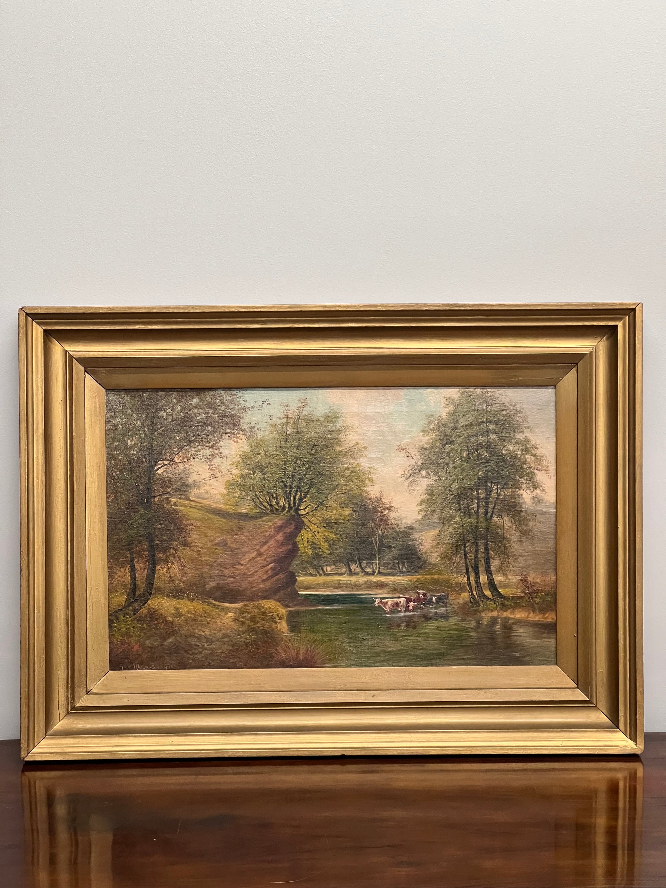 Signed English Oil on Canvas (On the Riverbed)