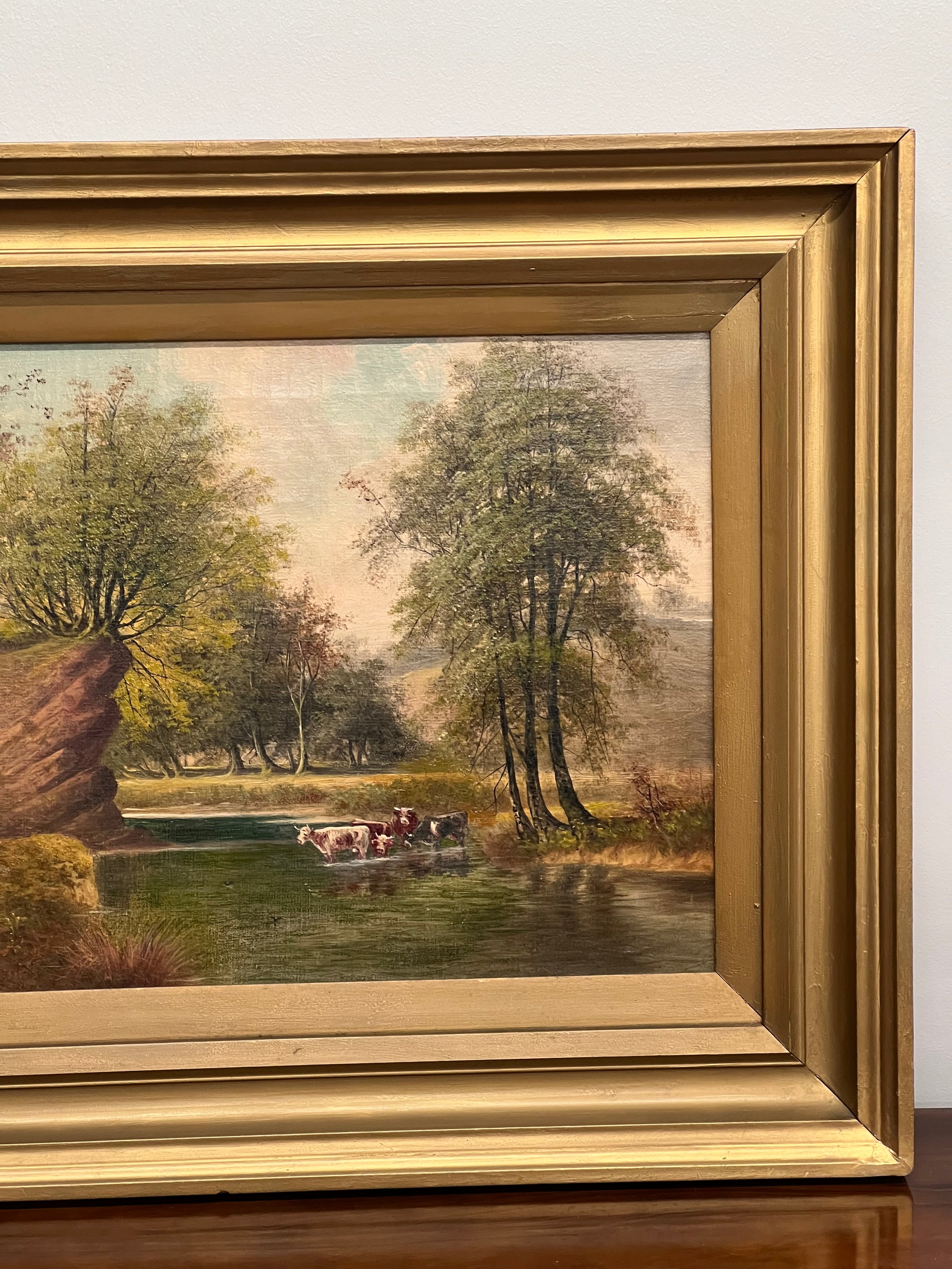 Signed English Oil on Canvas (On the Riverbed)