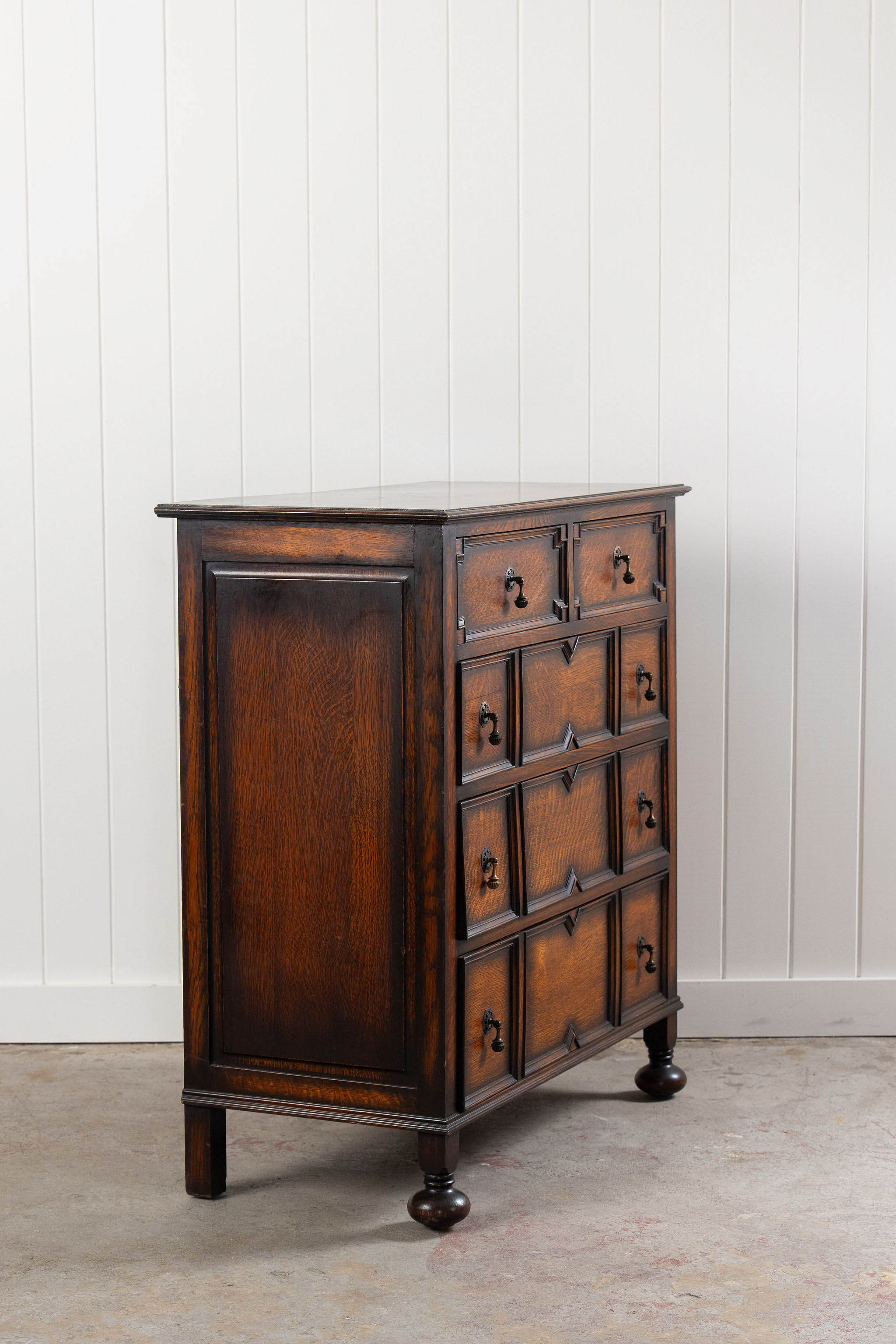 Jacobean Style English Oak Chest of Drawers (c. 1920)
