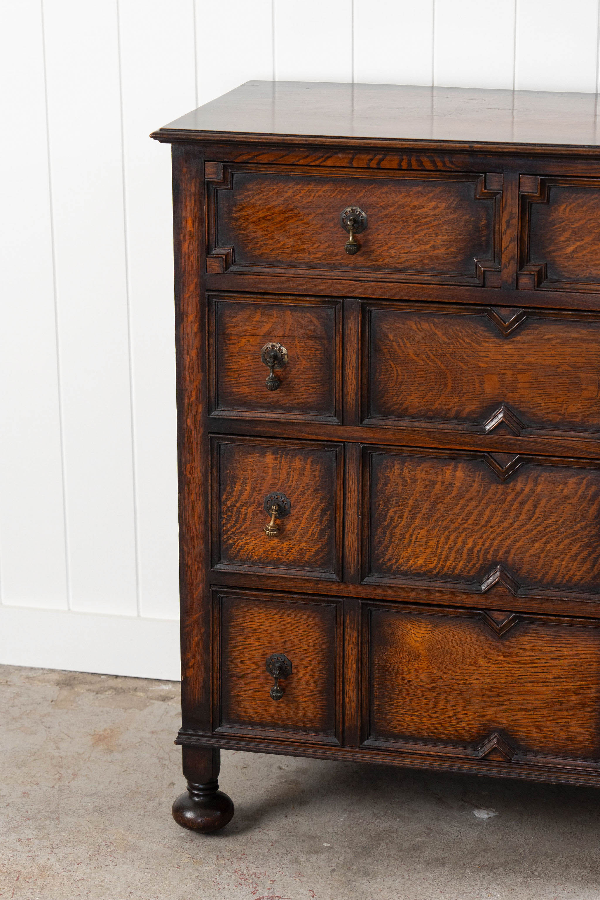 Jacobean Style English Oak Chest of Drawers (c. 1920)