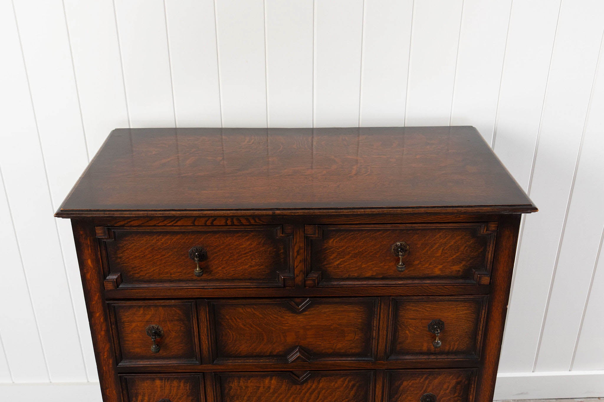 Jacobean Style English Oak Chest of Drawers (c. 1920)