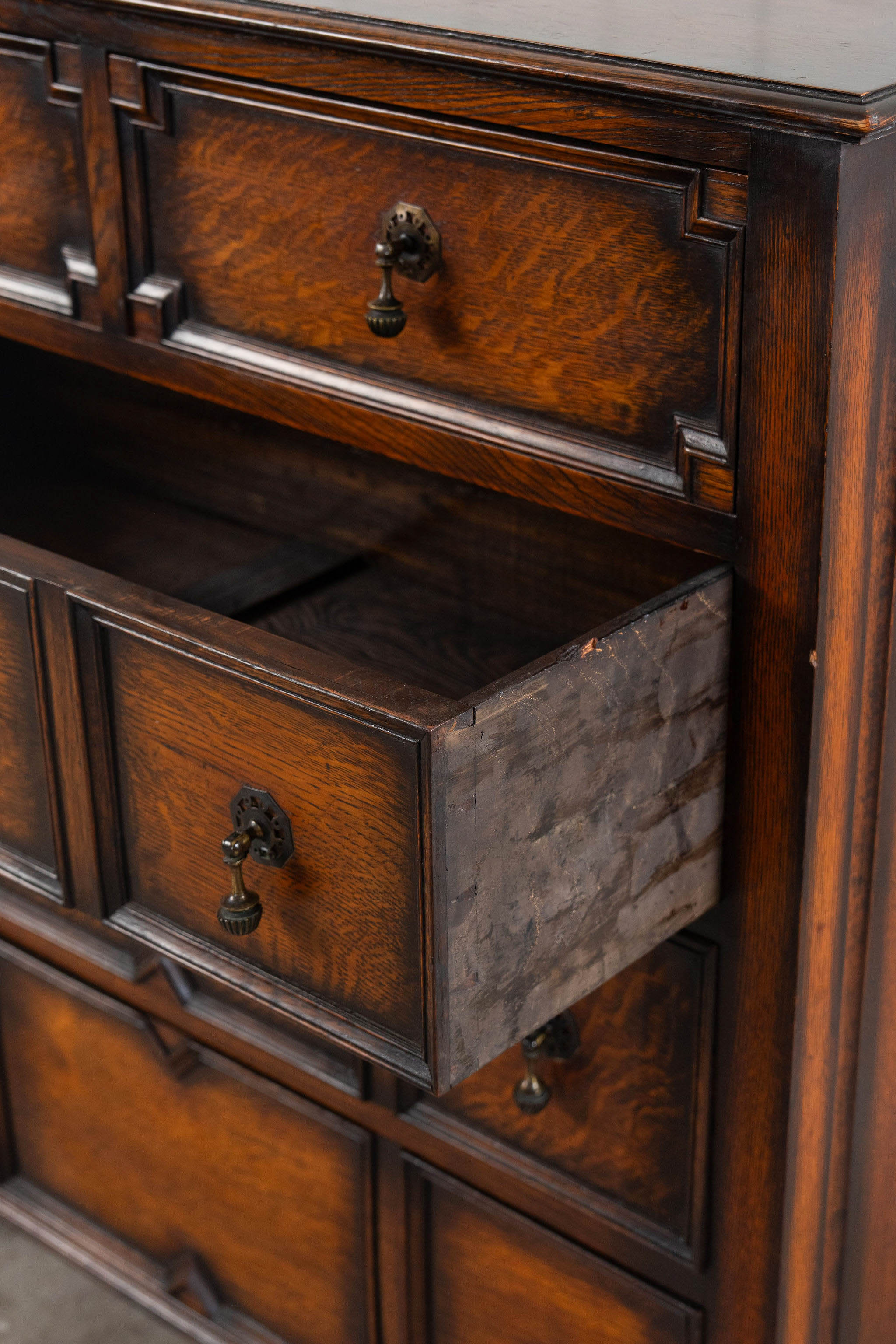 Jacobean Style English Oak Chest of Drawers (c. 1920)