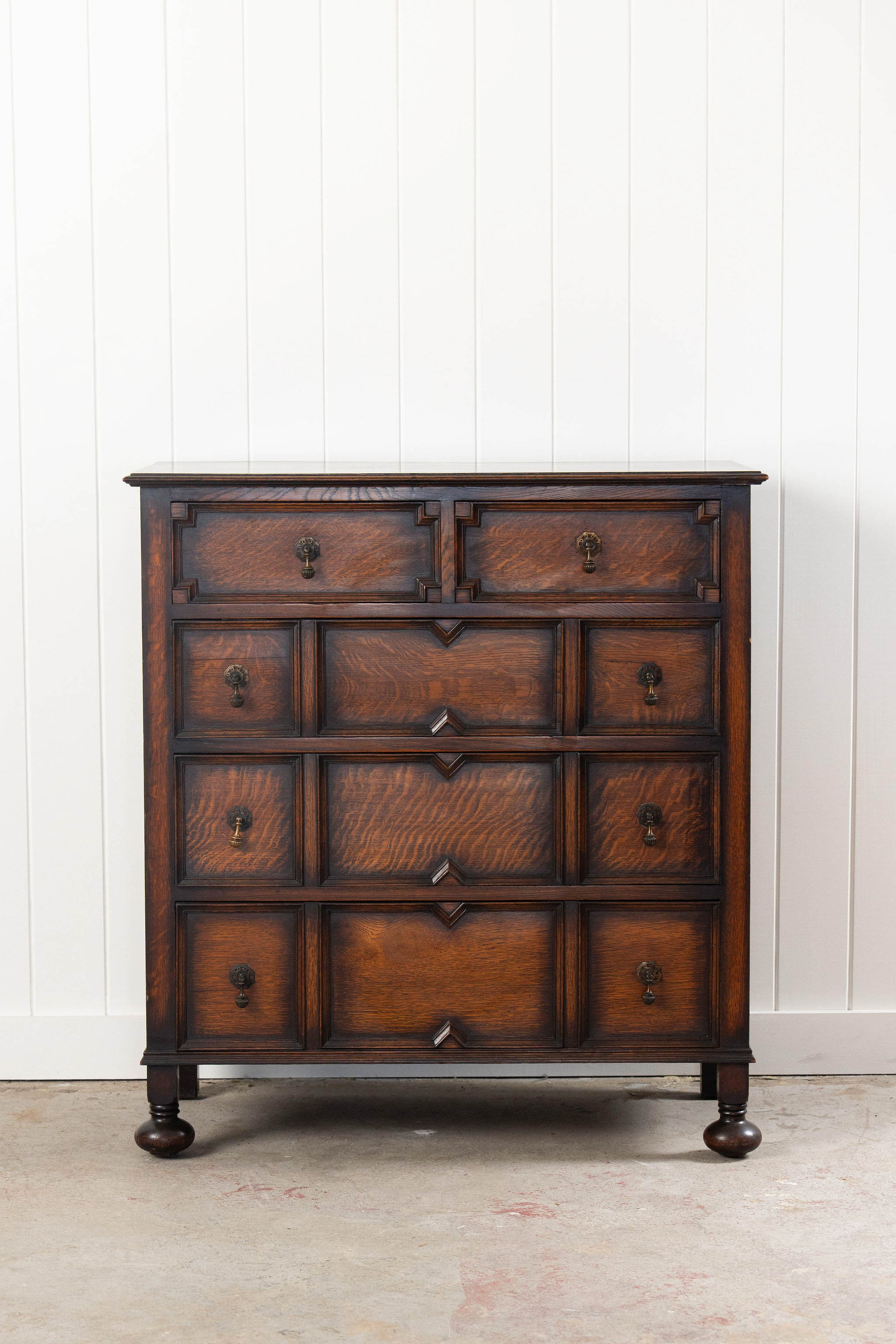 Jacobean Style English Oak Chest of Drawers (c. 1920)