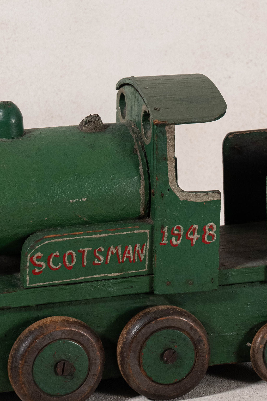 Large Vintage Scratch Built Green Model Train (c. 1948)