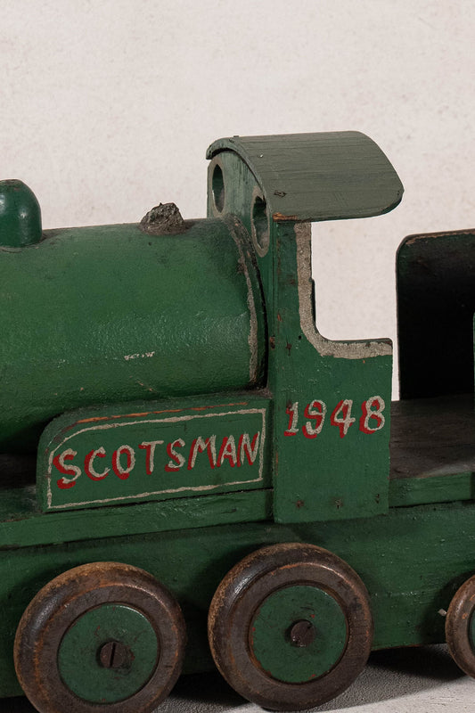 Large Vintage Scratch Built Green Model Train (c. 1948)