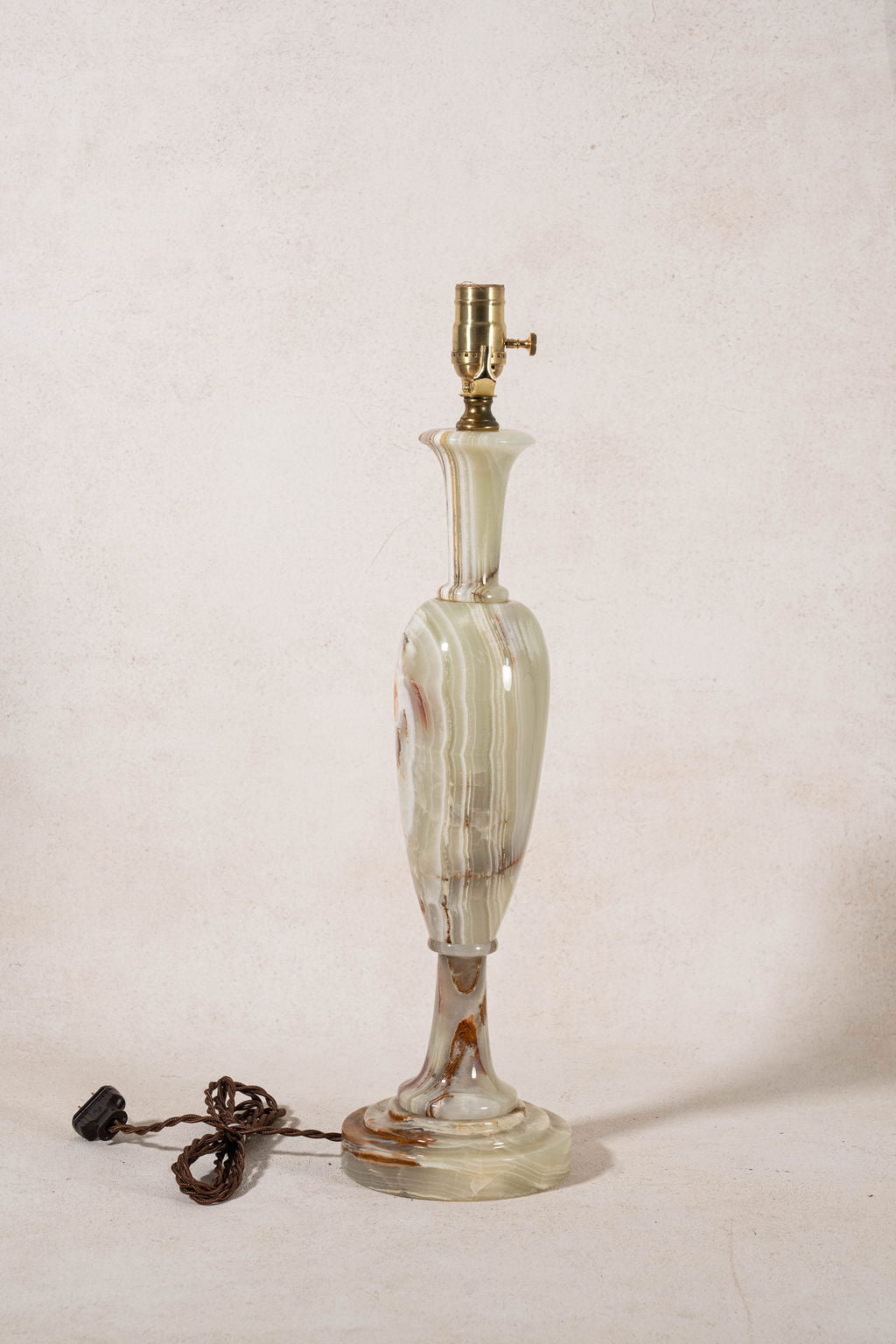Mid-Century Celadon + Rust Onyx Tall Lamp