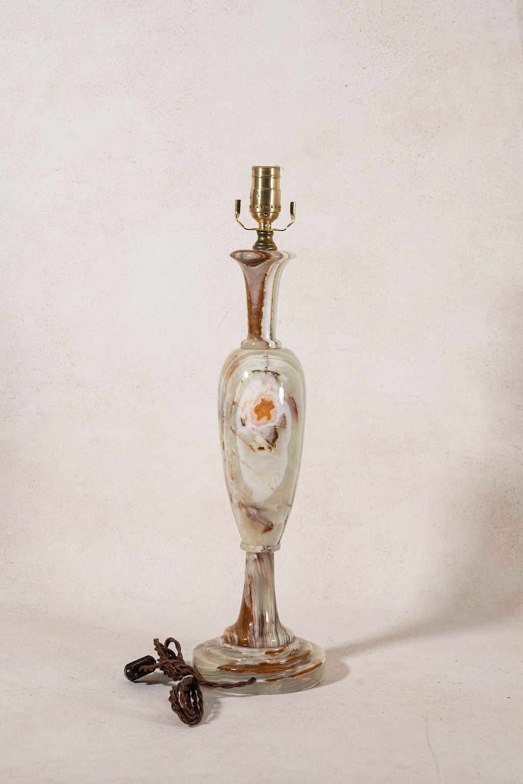 Mid-Century Celadon + Rust Onyx Tall Lamp