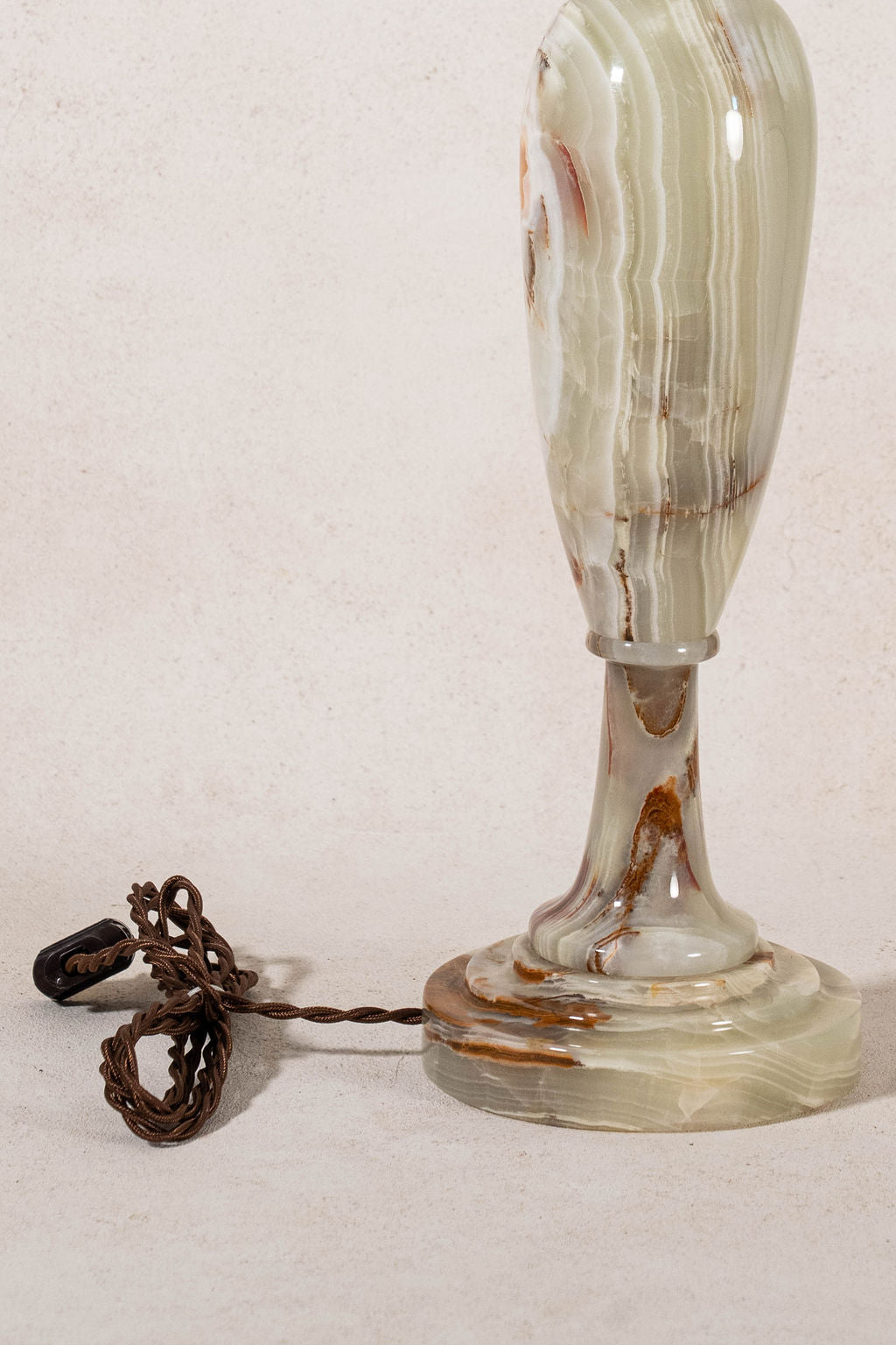 Mid-Century Celadon + Rust Onyx Tall Lamp