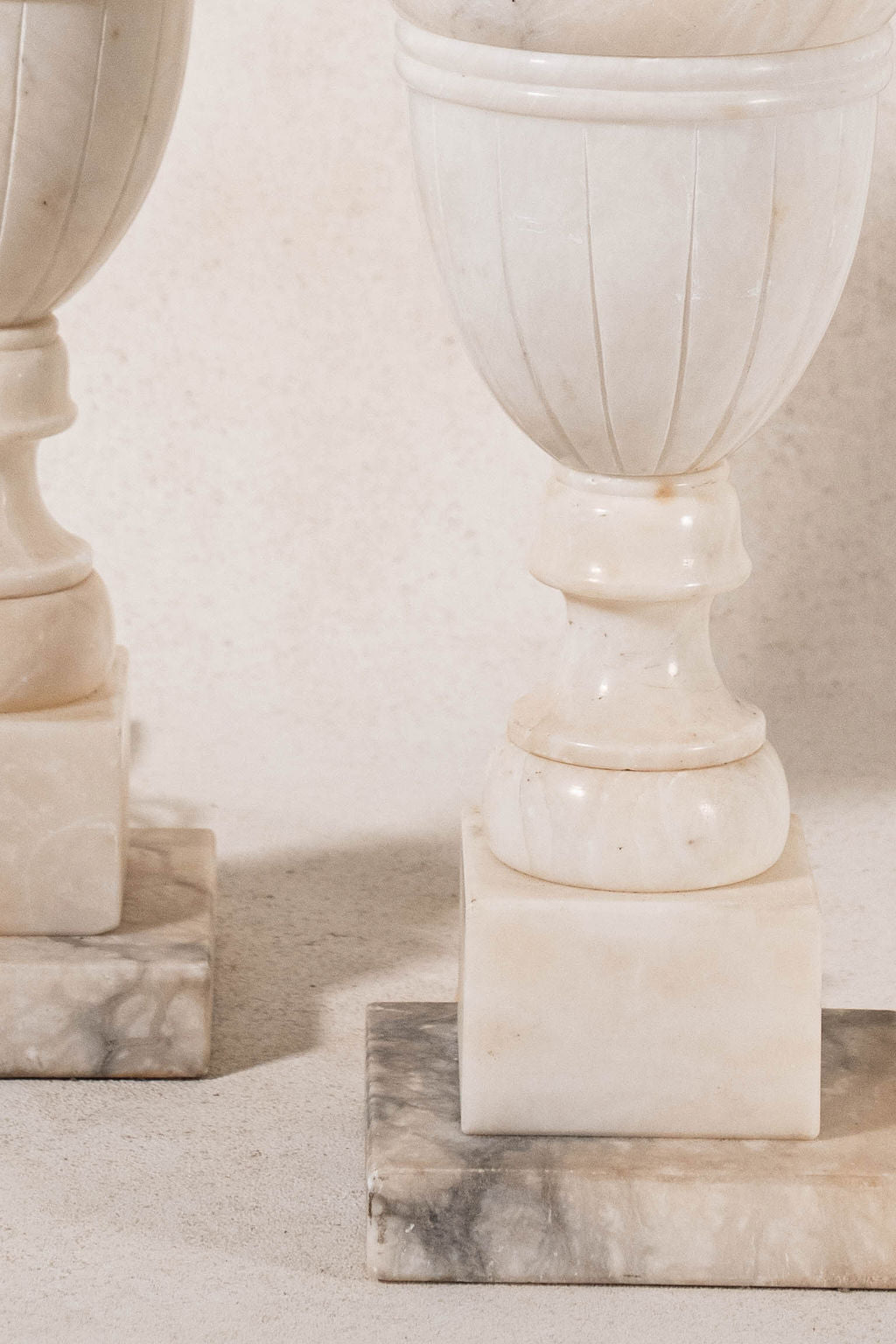 PAIR of Alabaster Lamps on Square Marble Bases
