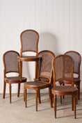Load image into Gallery viewer, SET of 6 | French Louis XVI Style Dining Chairs with Hand Caned Seats + Backs with Fluted Legs (c. 1920)
