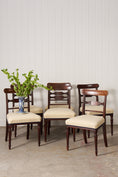 Load image into Gallery viewer, SET of 6 | English Victorian Mahogany Dining Chairs with Newly Upholstered Tiny Blue Dot Fabric
