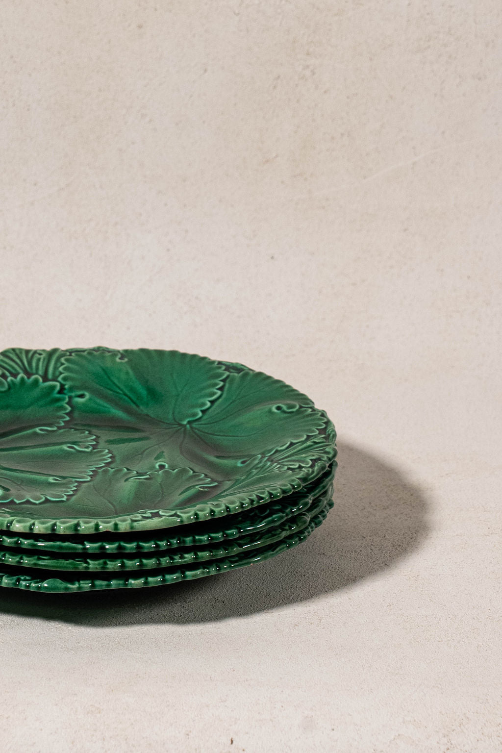 Copeland (c. 1860-1875) Green Majolica Overlapping Large Leaf Plate