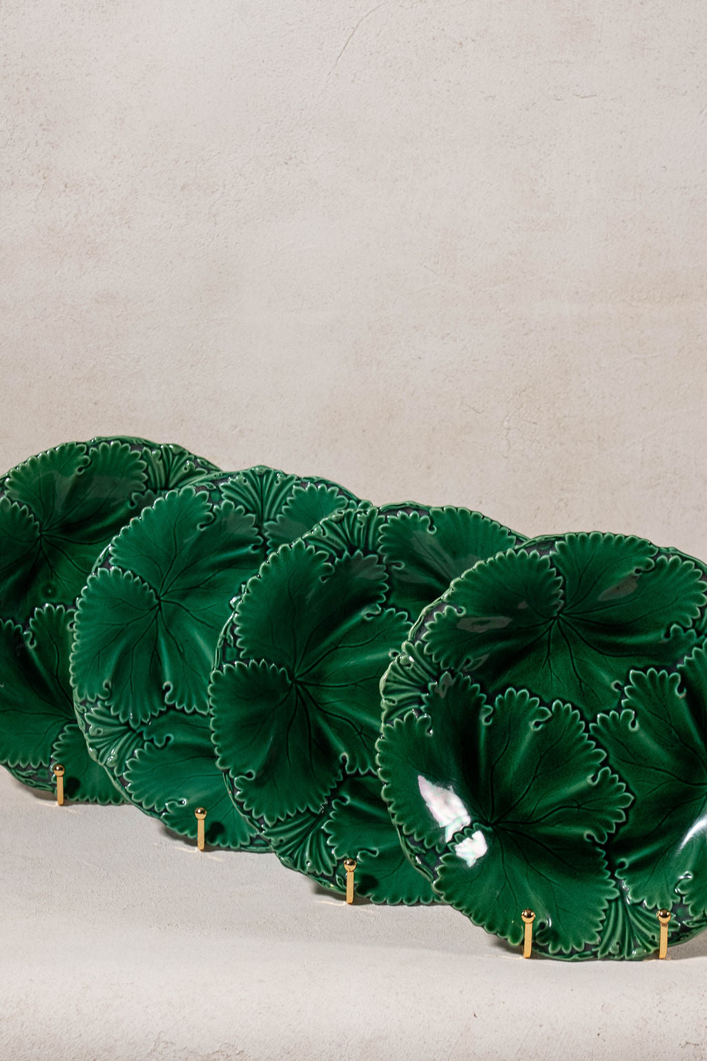 Copeland (c. 1860-1875) Green Majolica Overlapping Large Leaf Plate